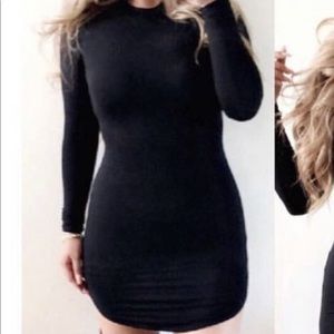 Mini long sleeve black dress